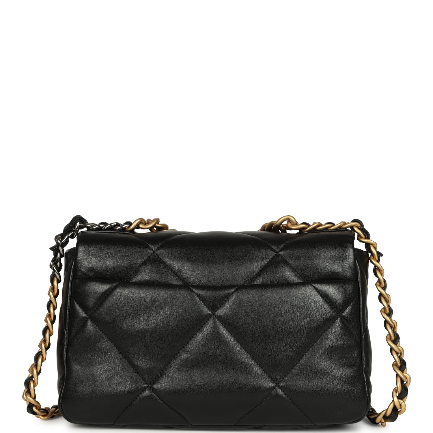 Chanel Medium 19 Flap Bag Black Shiny Lambskin Mixed Hardware