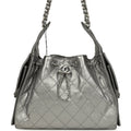 Chanel Small 25 Hobo Bag Metallic Anthracite Caviar Silver Hardware