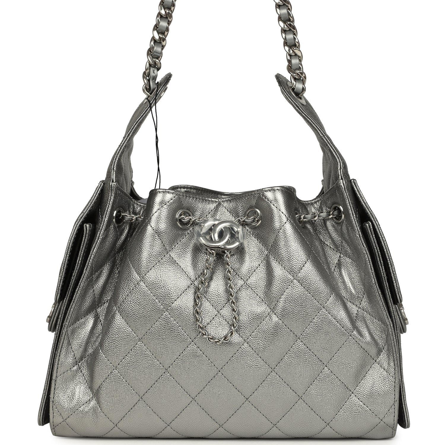 Chanel Small 25 Hobo Bag Metallic Anthracite Caviar Silver Hardware