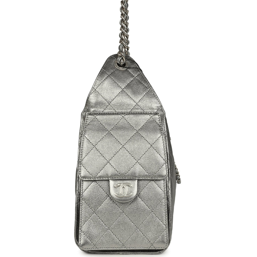 Chanel Small 25 Hobo Bag Metallic Anthracite Caviar Silver Hardware