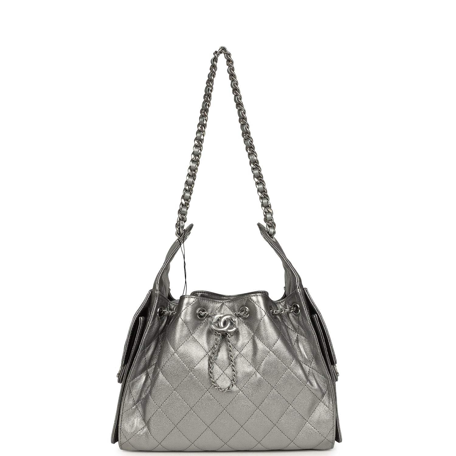 Chanel Small 25 Hobo Bag Metallic Anthracite Caviar Silver Hardware