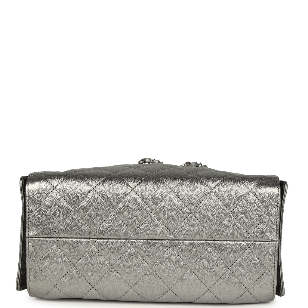 Chanel Small 25 Hobo Bag Metallic Anthracite Caviar Silver Hardware