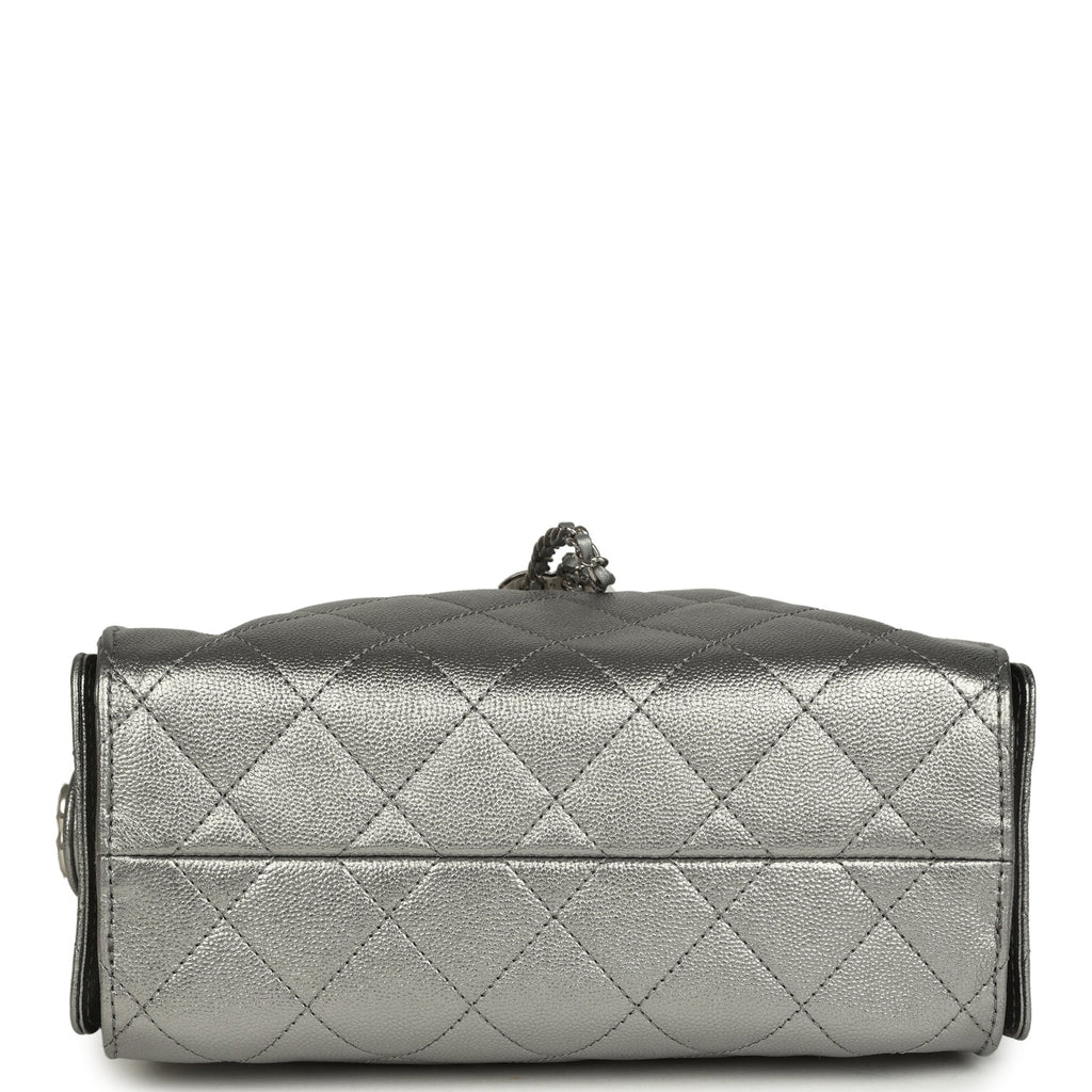 Chanel Mini 25 Hobo Bag Anthracite Metallic Caviar Silver Hardware