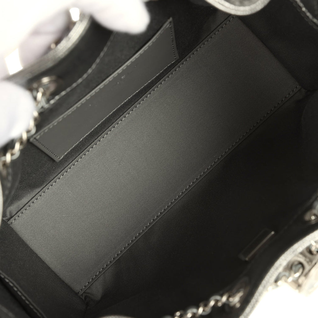 Chanel Mini 25 Hobo Bag Anthracite Metallic Caviar Silver Hardware