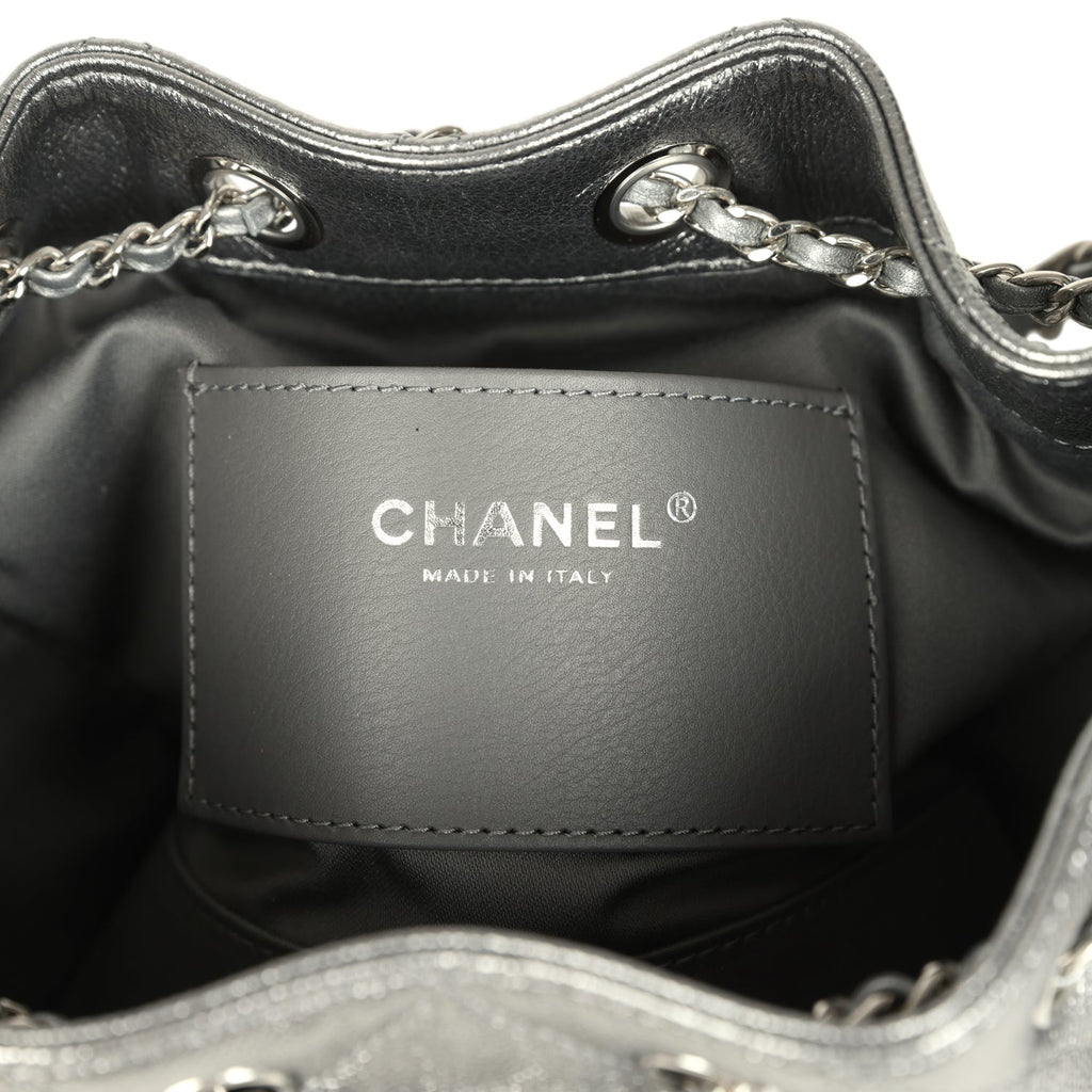 Chanel Mini 25 Hobo Bag Anthracite Metallic Caviar Silver Hardware