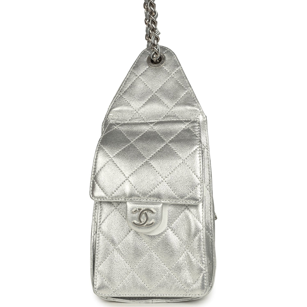 Chanel Small 25 Hobo Bag Metallic Silver Caviar Silver Hardware