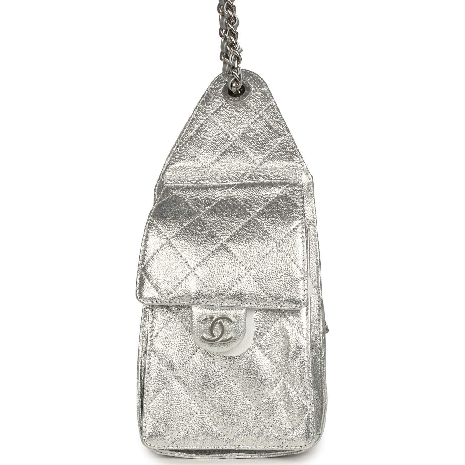 Chanel Small 25 Hobo Bag Metallic Silver Caviar Silver Hardware