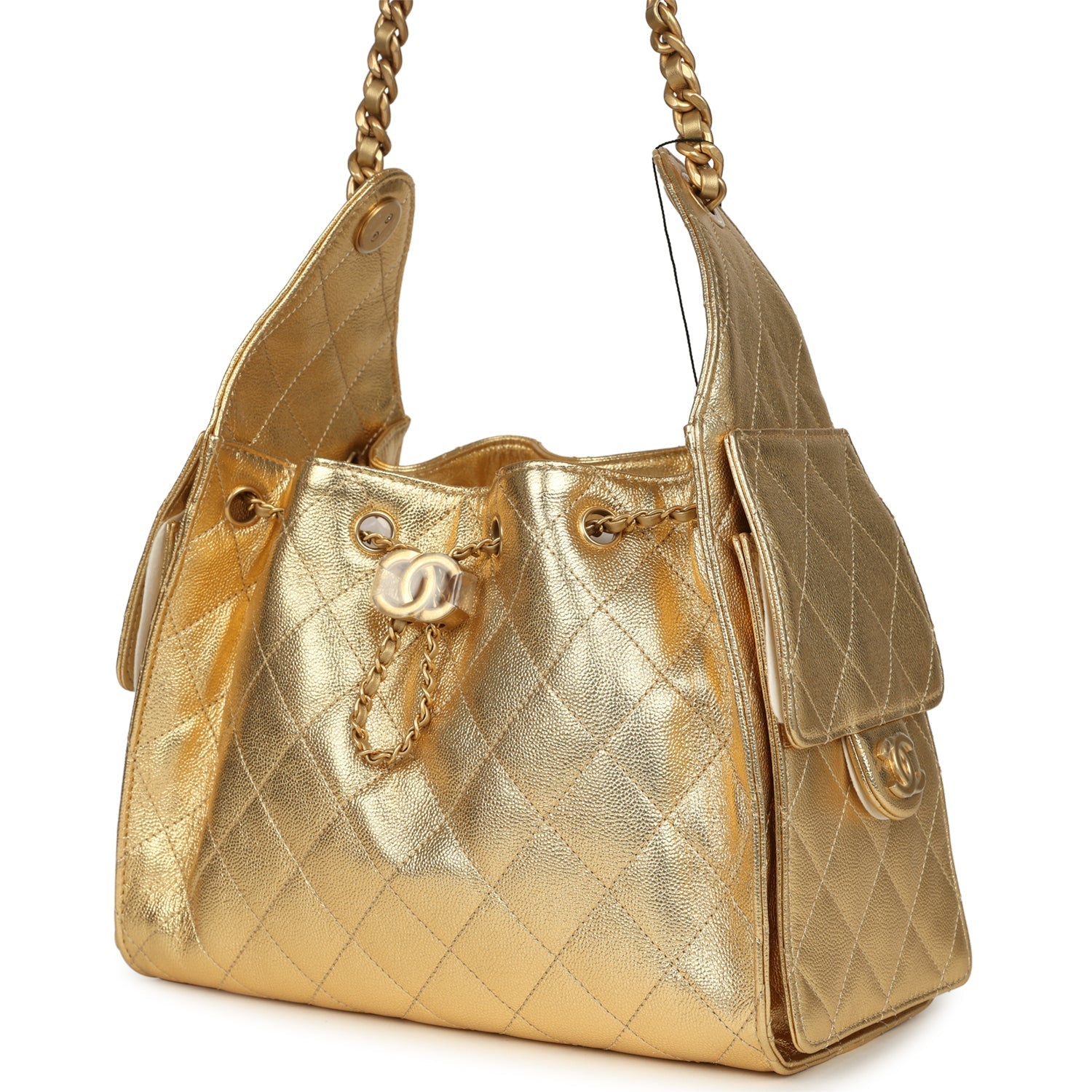 Chanel Small 25 Hobo Bag Metallic Gold Caviar Antique Gold Hardware