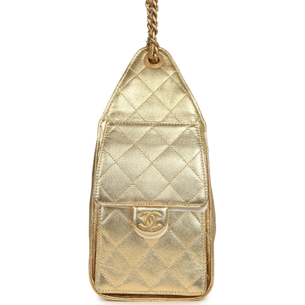 Chanel Small 25 Hobo Bag Metallic Gold Caviar Antique Gold Hardware
