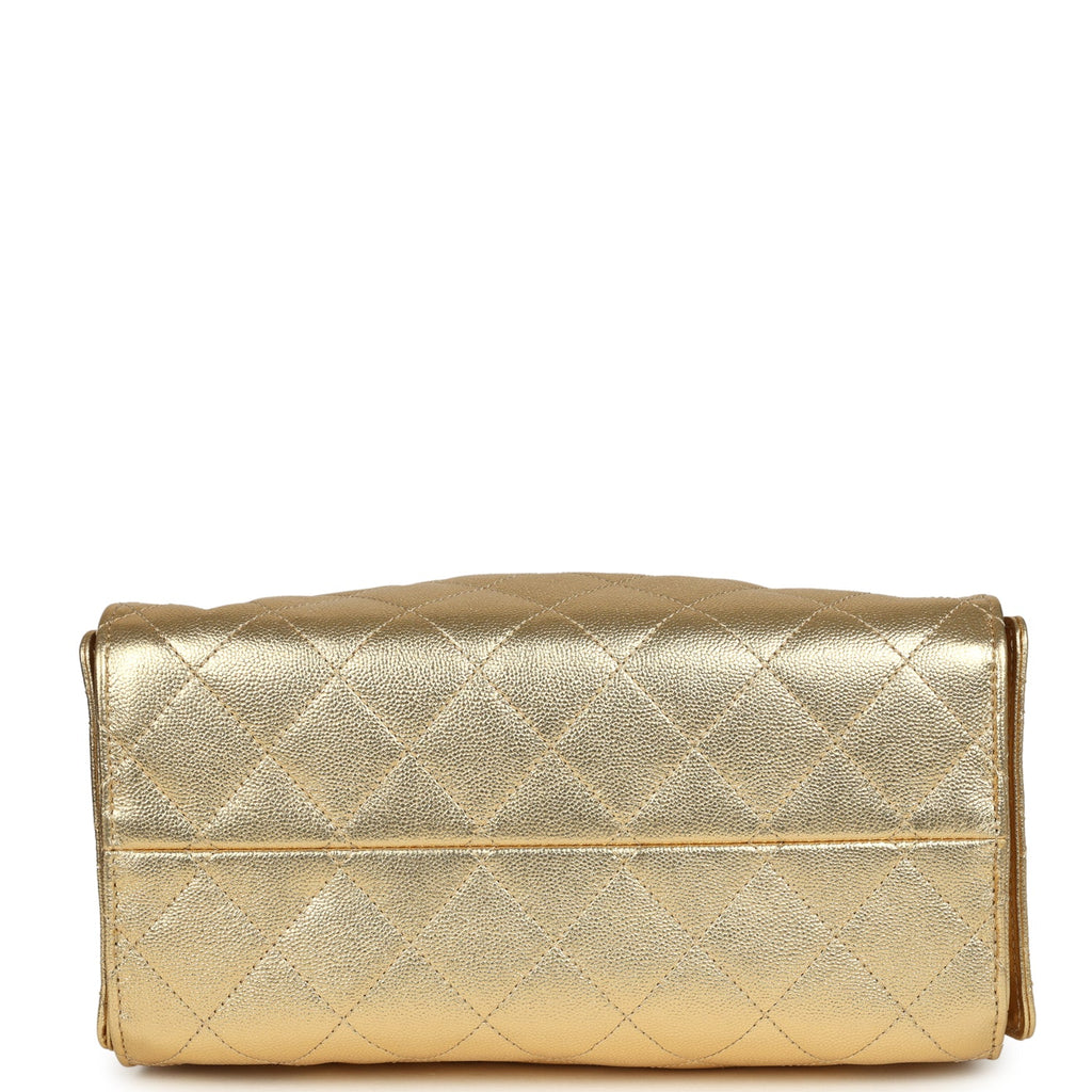 Chanel Small 25 Hobo Bag Metallic Gold Caviar Antique Gold Hardware