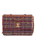 Chanel Mini Flap Bag Pink Multicolored Tweed Antique Gold Hardware