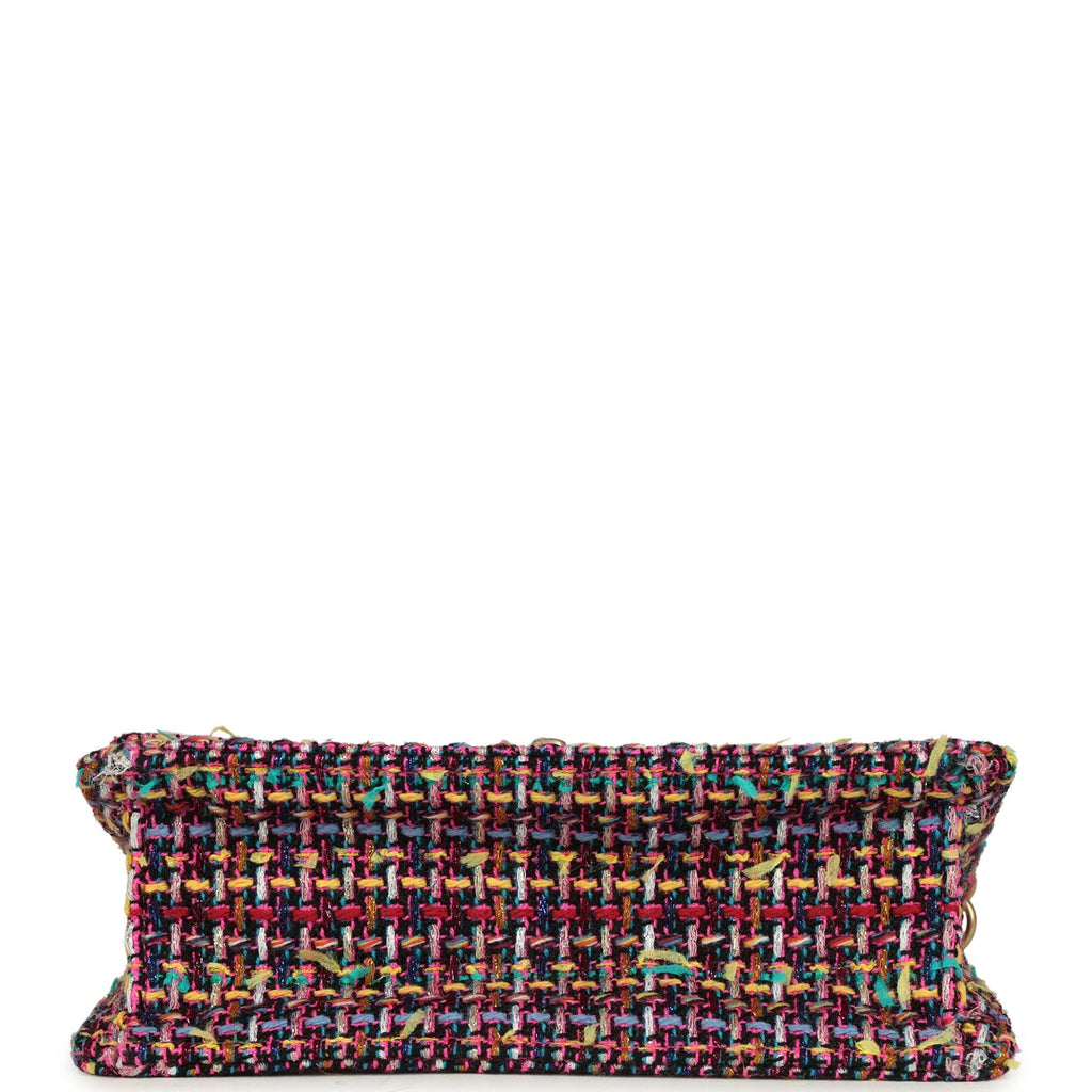Chanel Mini Flap Bag Pink Multicolored Tweed Antique Gold Hardware
