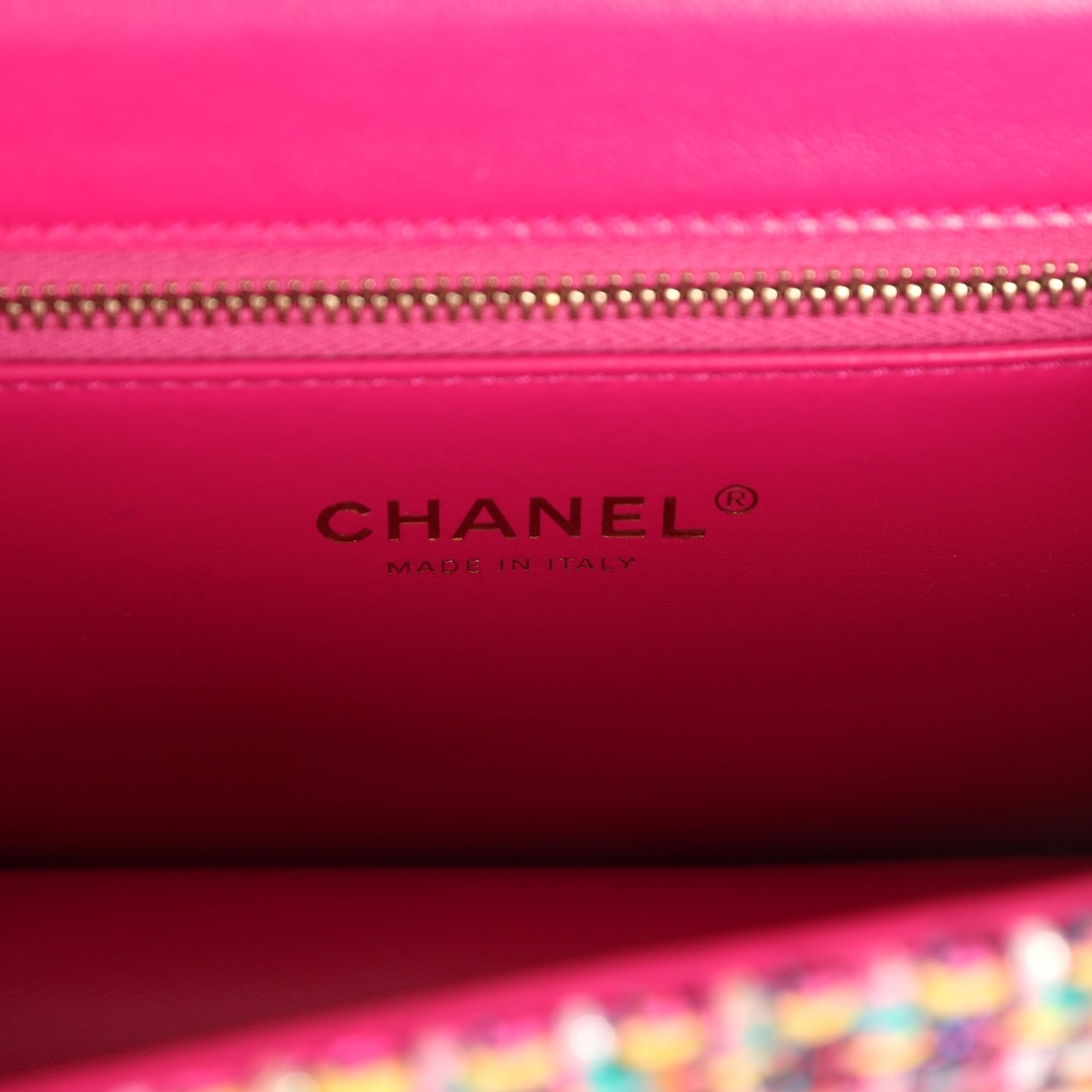 Chanel Mini Flap Bag Pink Multicolored Tweed Antique Gold Hardware
