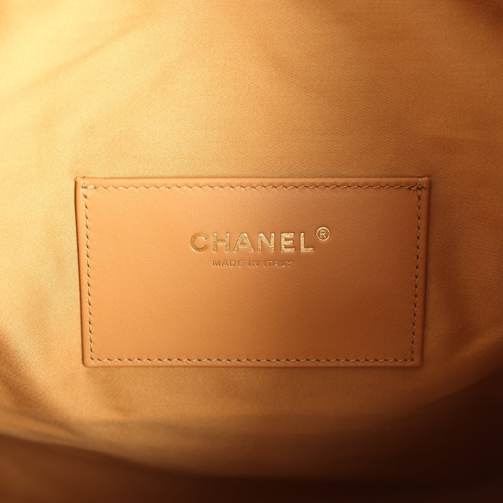 Chanel Medium 25 Hobo Bag Beige Suede Antique Gold Hardware