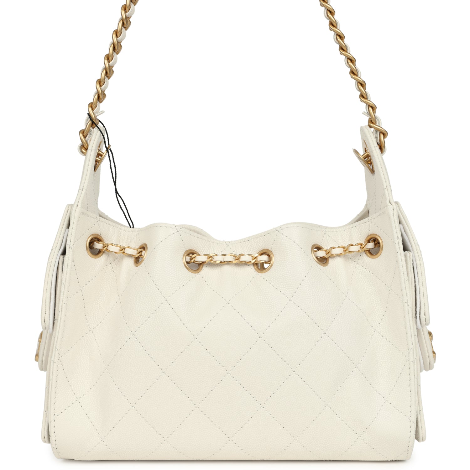 Chanel Mini 25 Hobo Bag White Caviar Antique Gold Hardware