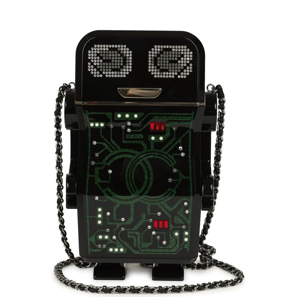 Chanel Limited Edition Robot Minaudière Bag Black Plexiglass and Crystals Ruthenium Hardware