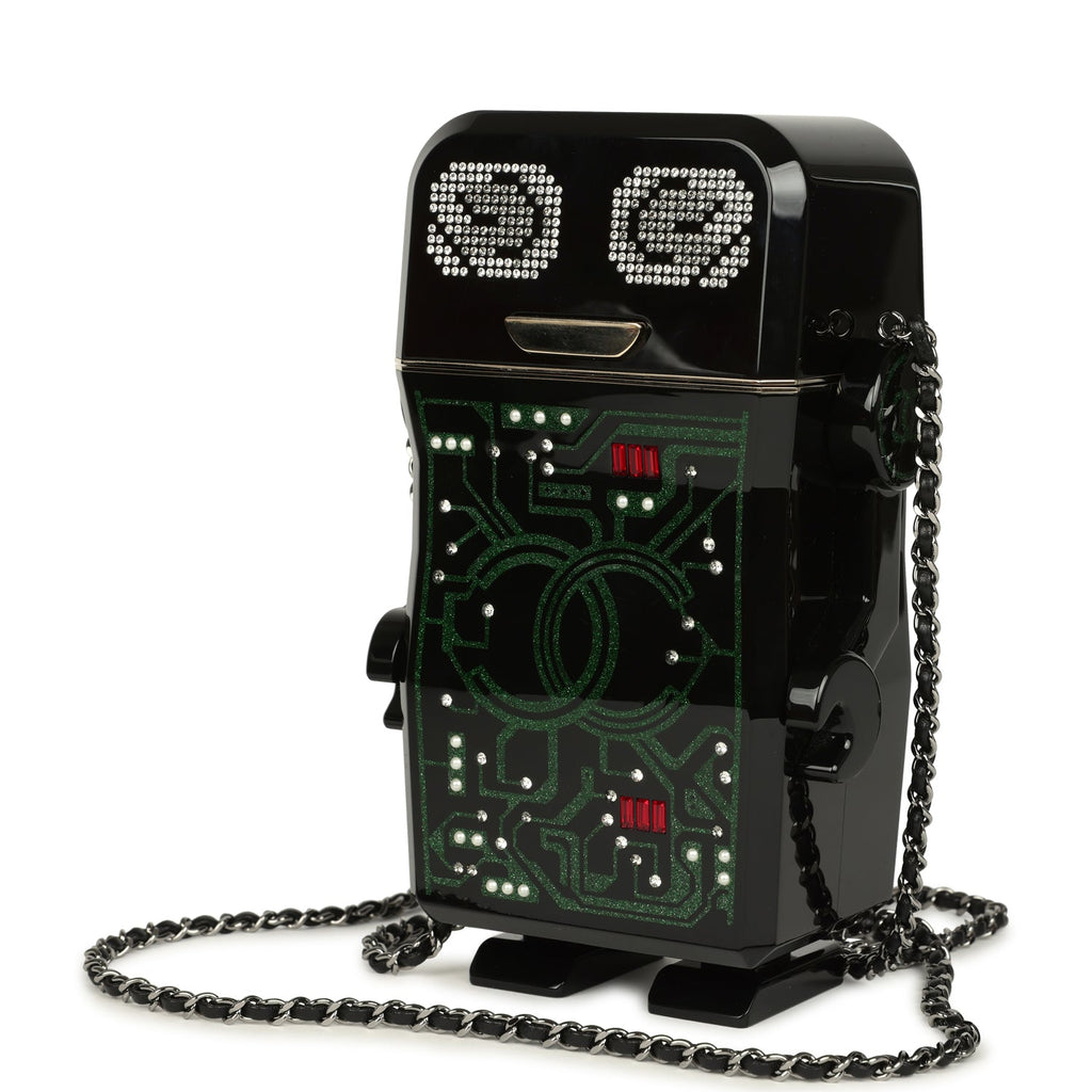 Chanel Limited Edition Robot Minaudière Bag Black Plexiglass and Crystals Ruthenium Hardware
