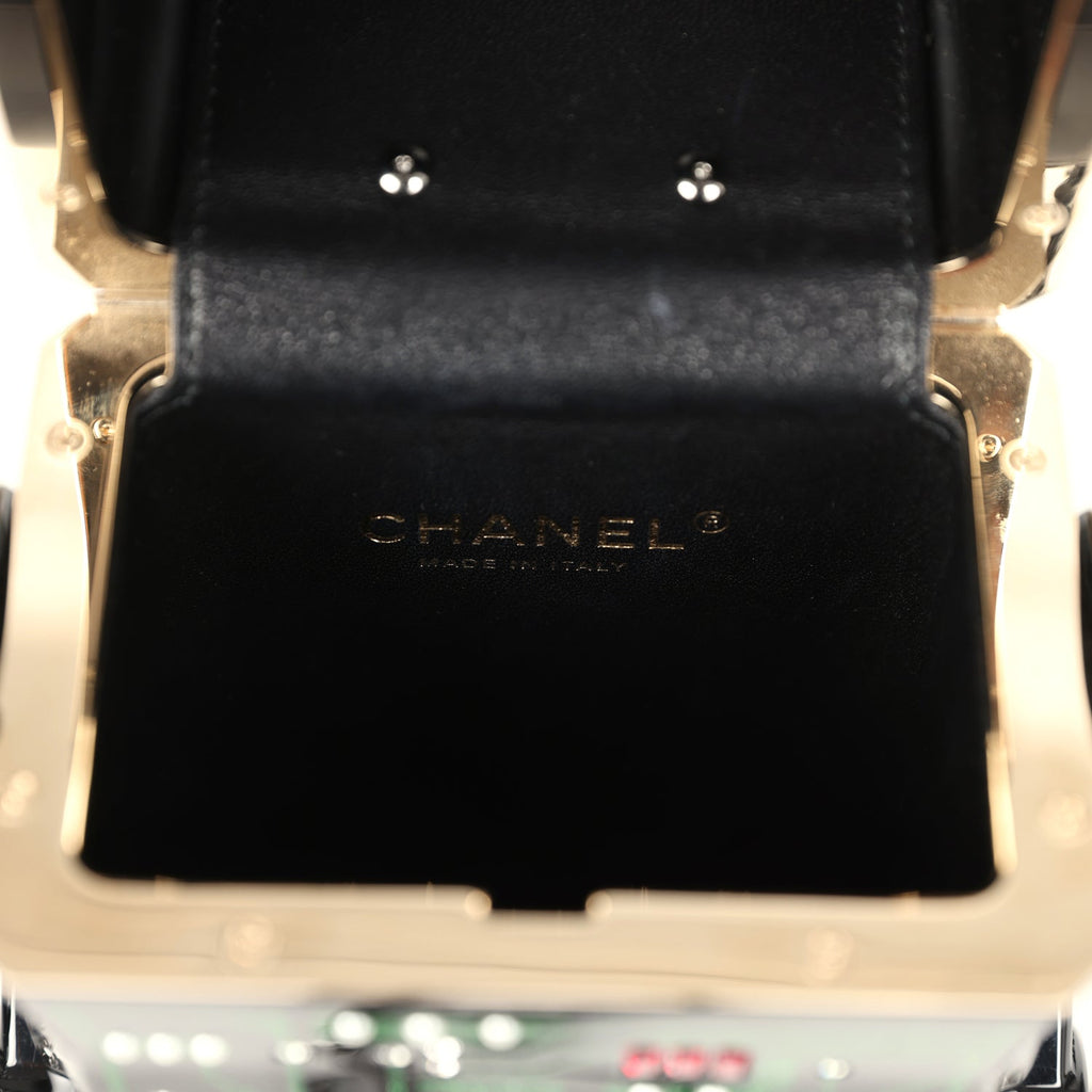 Chanel Limited Edition Robot Minaudière Bag Black Plexiglass and Crystals Ruthenium Hardware