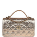Chanel Top Handle Wallet On Chain WOC Metallic Copper Shiny Caviar Light Gold Hardware