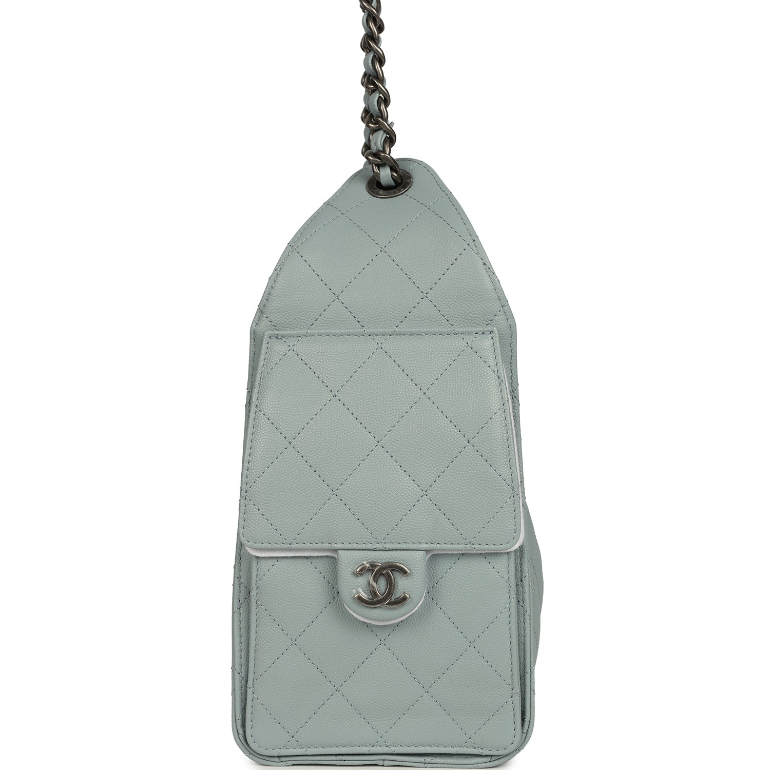 Chanel Mini 25 Hobo Bag Light Blue Caviar Aged Ruthenium Hardware