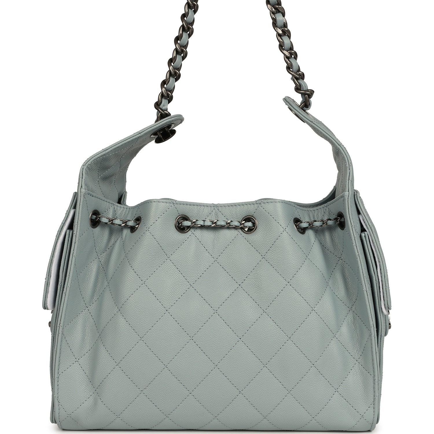 Chanel Mini 25 Hobo Bag Light Blue Caviar Aged Ruthenium Hardware