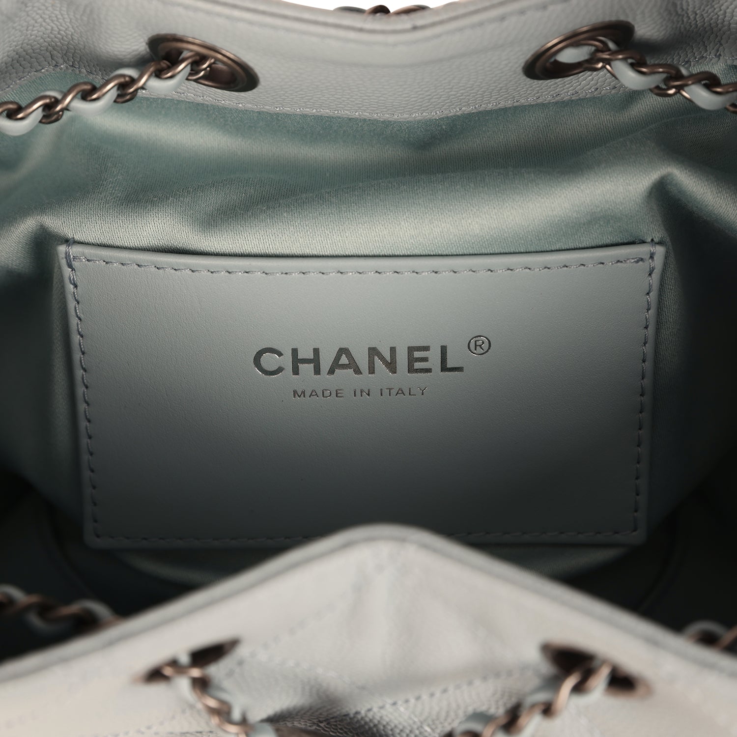 Chanel Mini 25 Hobo Bag Light Blue Caviar Aged Ruthenium Hardware