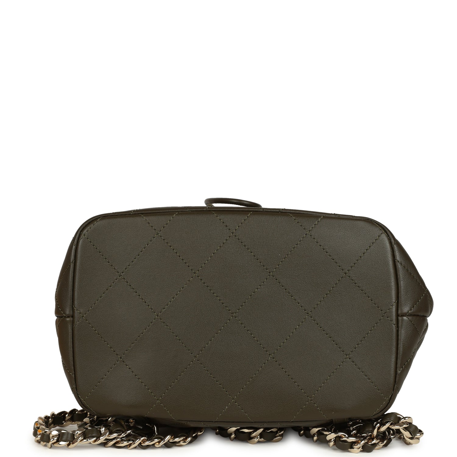 Chanel Mini Duma Drawstring Backpack Khaki Lambskin Light Gold Hardware