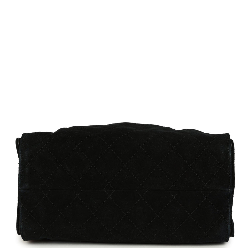 Chanel Small 25 Hobo Bag Black Suede Antique Gold Hardware