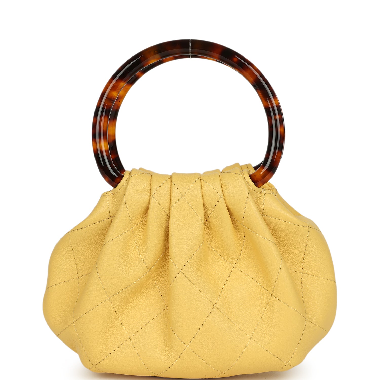 Chanel Mini Pouch Yellow Lambskin Tortoiseshell Hardware