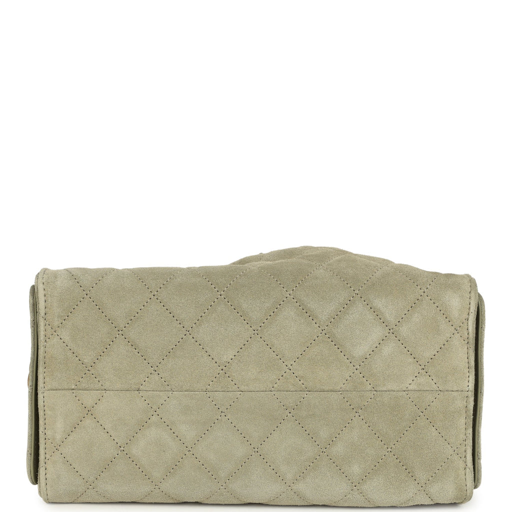Chanel Small 25 Hobo Bag Olive Green Suede Antique Gold Hardware