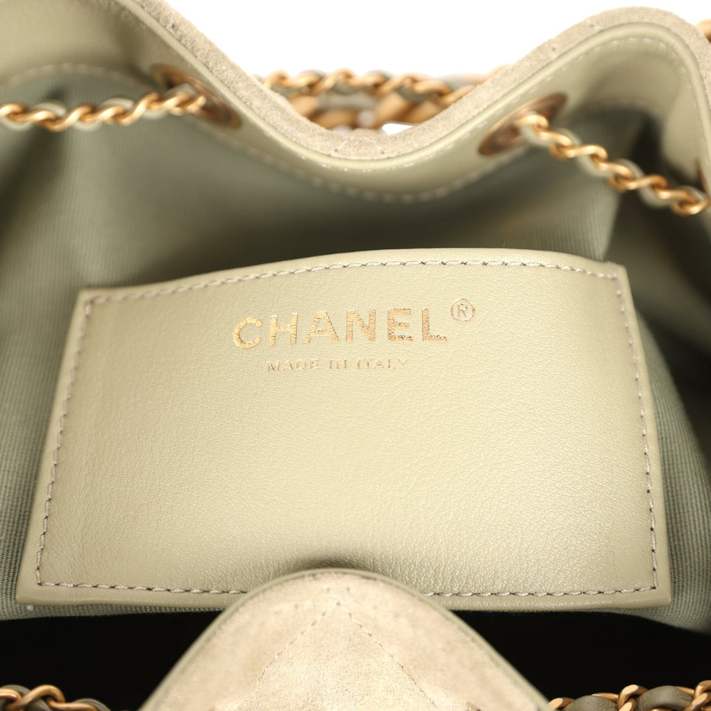 Chanel Small 25 Hobo Bag Olive Green Suede Antique Gold Hardware