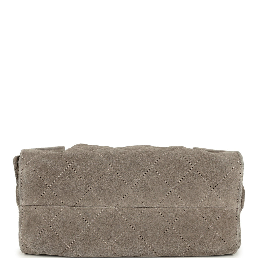 Chanel Mini 25 Hobo Bag Dark Grey Suede Antique Gold Hardware