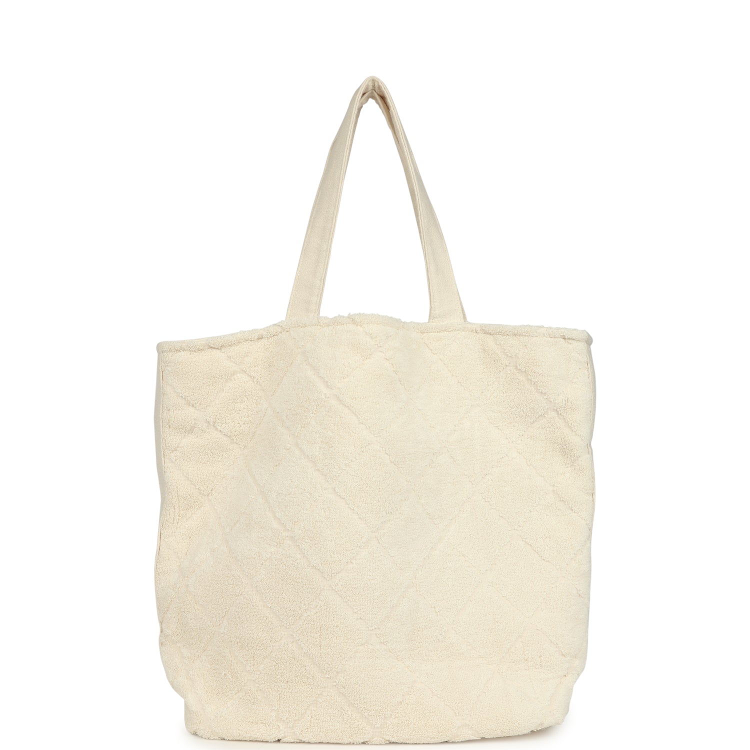 Chanel CC Beach Hobo Bag & Towel Set Ecru Terry Silver and Black Hardware