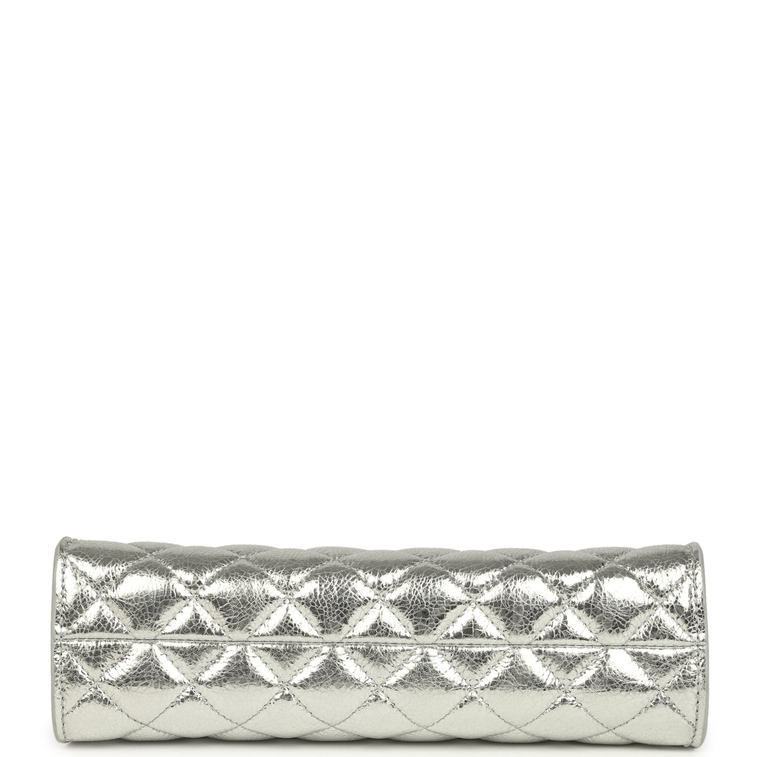 Chanel Small Quilted CC Shoulder Bag Metallic Silver Aged Calfskin Gold Hardware