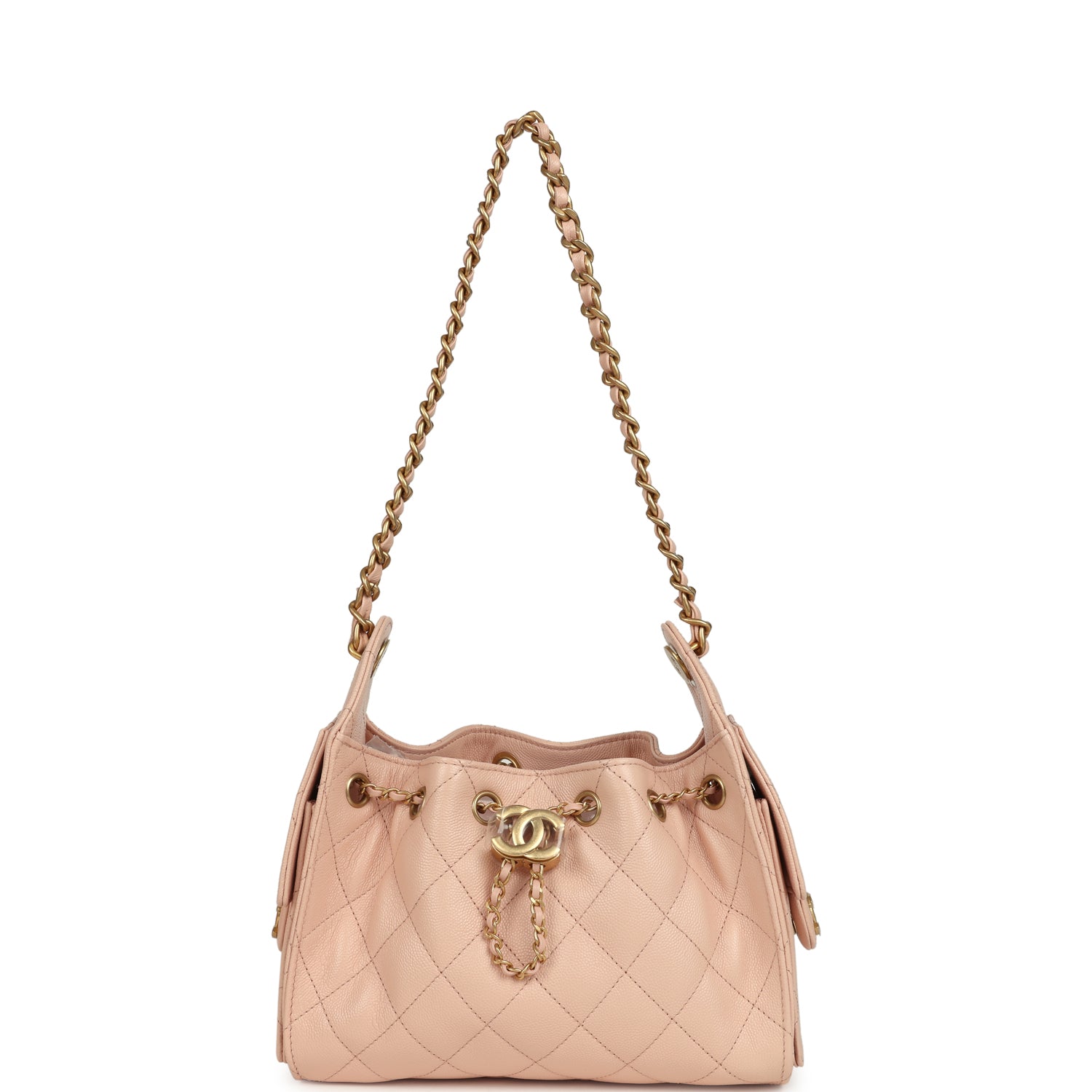 Chanel Mini 25 Hobo Bag Light Pink Caviar Antique Gold Hardware