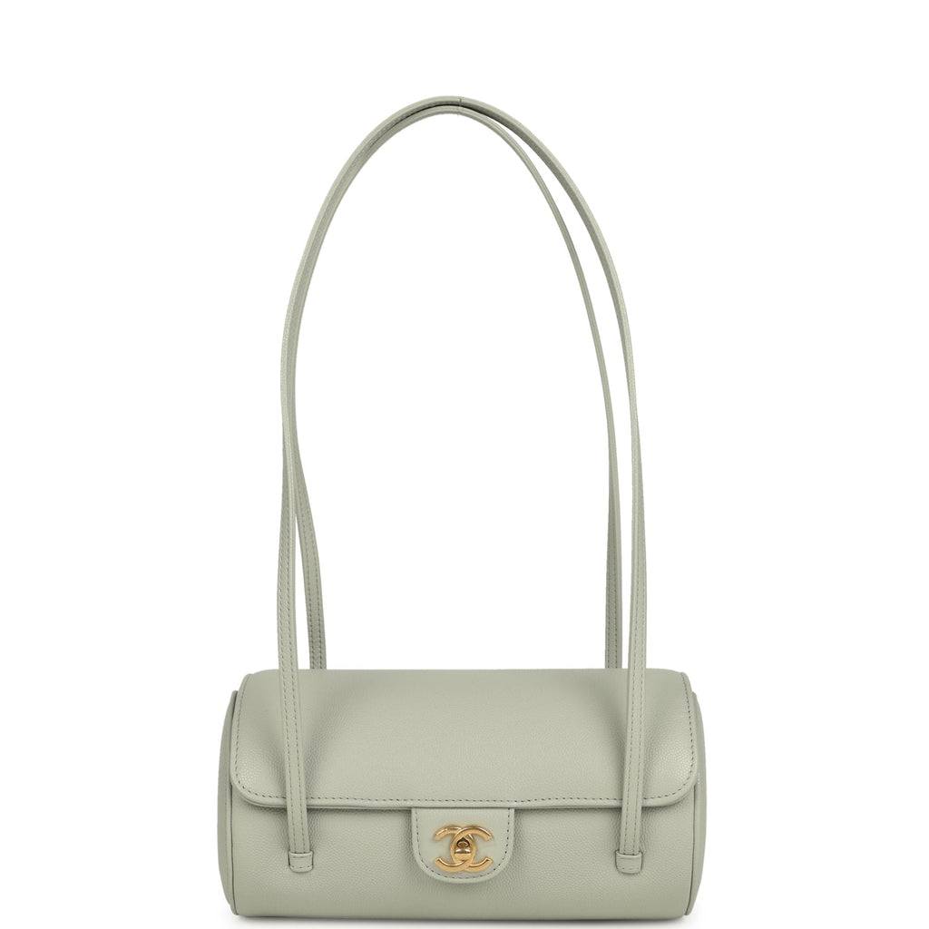 Chanel Preppy Coco Bowling Bag Light Green Shiny Caviar Brushed Gold Hardware