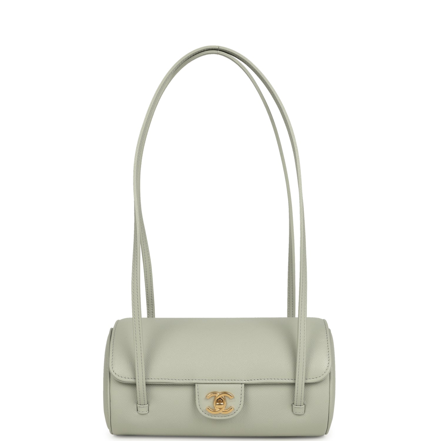 Chanel Preppy Coco Bowling Bag Light Green Shiny Caviar Brushed Gold Hardware
