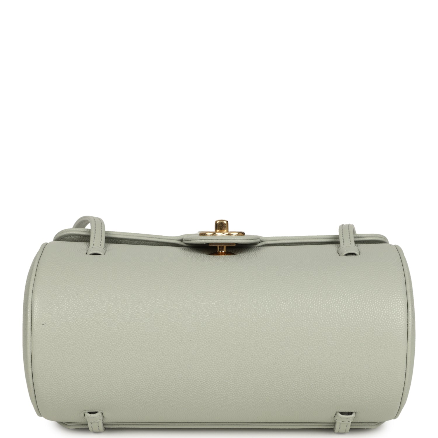 Chanel Preppy Coco Bowling Bag Light Green Shiny Caviar Brushed Gold Hardware
