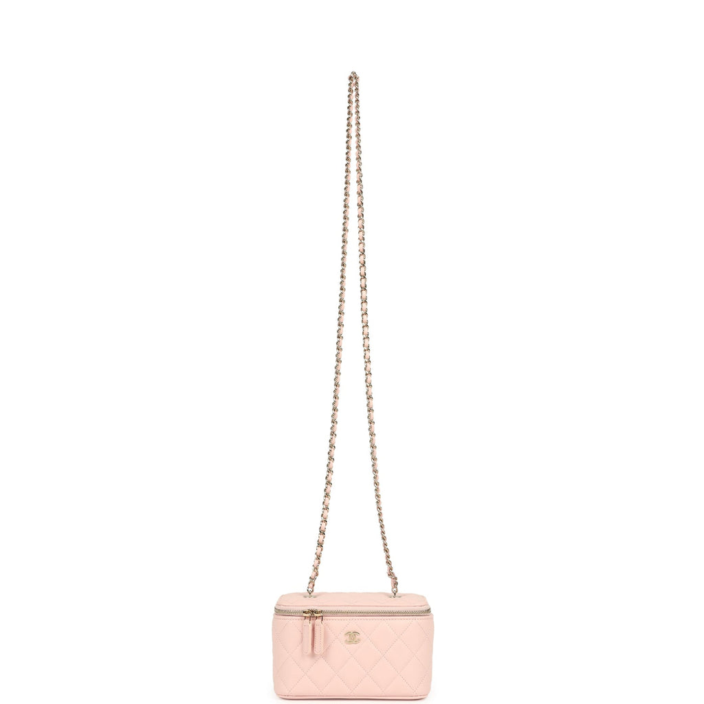 Chanel Small Classic Vanity Case Light Pink Shiny Caviar Light Gold Hardware