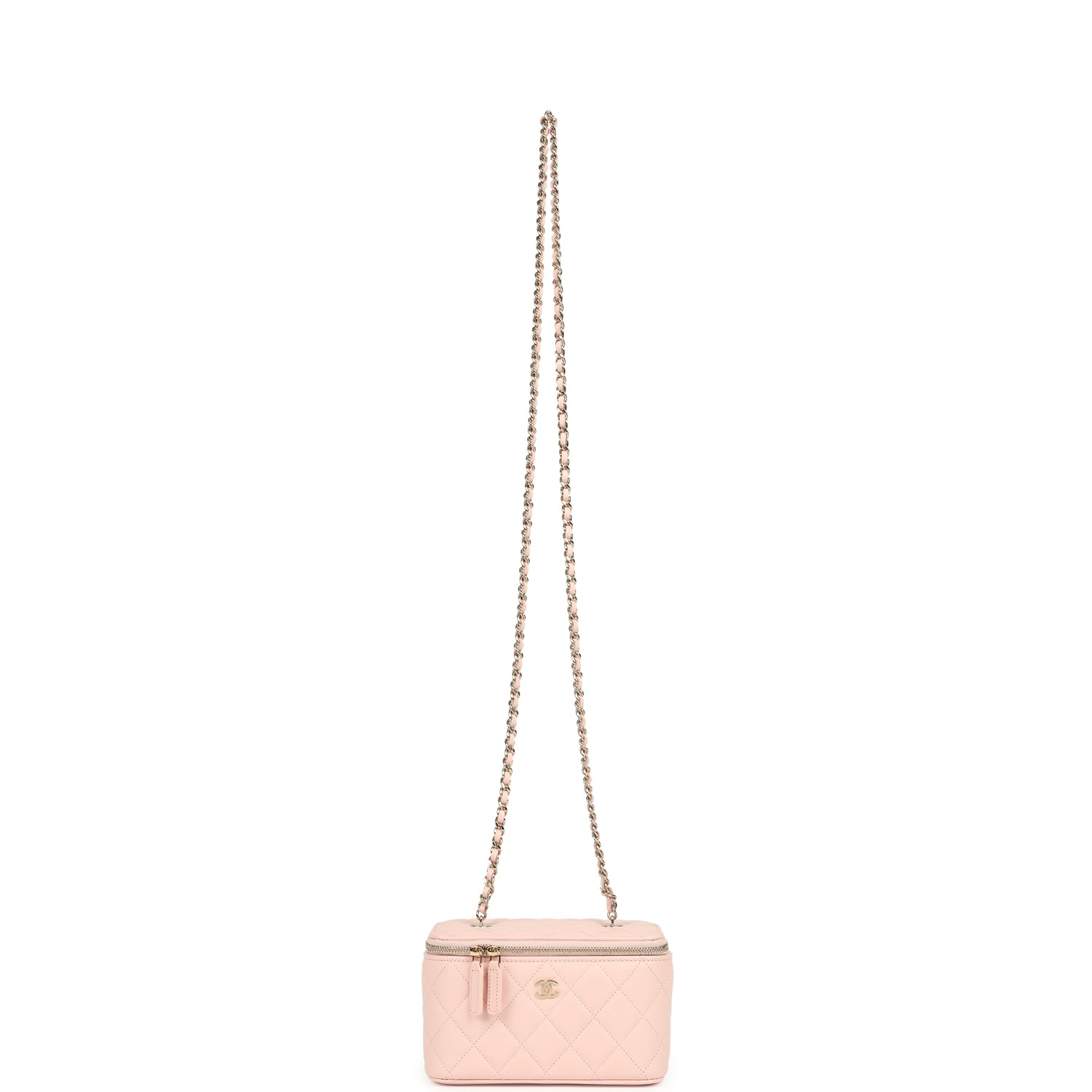 Chanel Small Classic Vanity Case Light Pink Shiny Caviar Light Gold Hardware