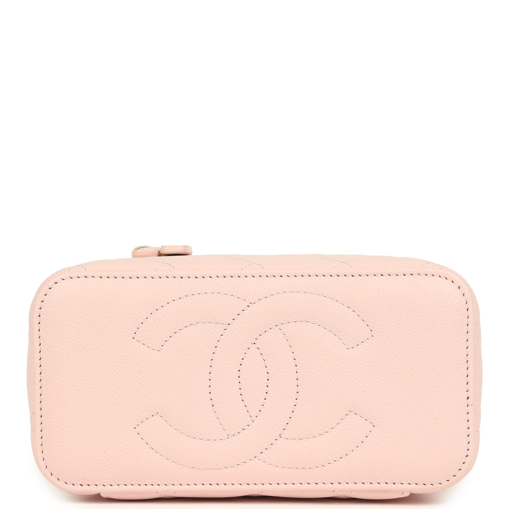 Chanel Small Classic Vanity Case Light Pink Shiny Caviar Light Gold Hardware
