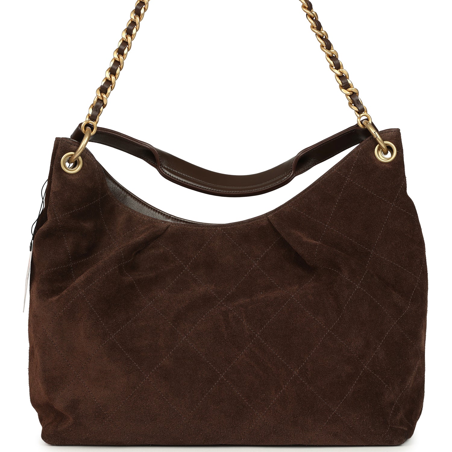 Chanel Maxi Hobo Bag Dark Brown Suede Antique Gold Hardware
