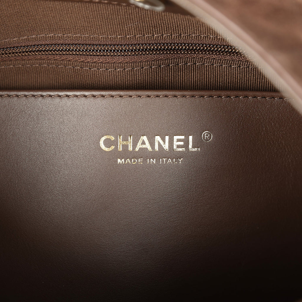 Chanel Maxi Hobo Bag Dark Brown Suede Antique Gold Hardware