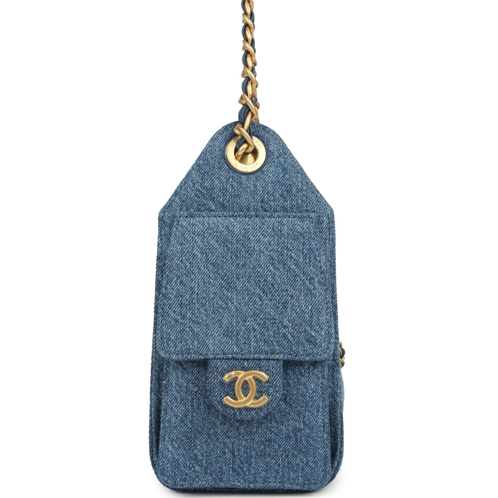 Chanel Mini 25 Hobo Bag Blue Washed Denim Antique Gold Hardware