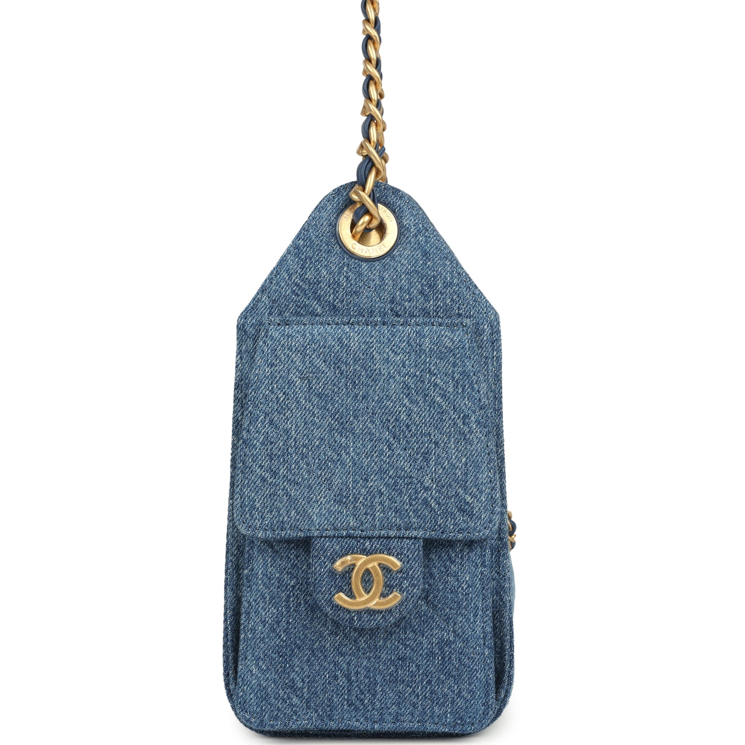 Chanel Mini 25 Hobo Bag Blue Washed Denim Antique Gold Hardware