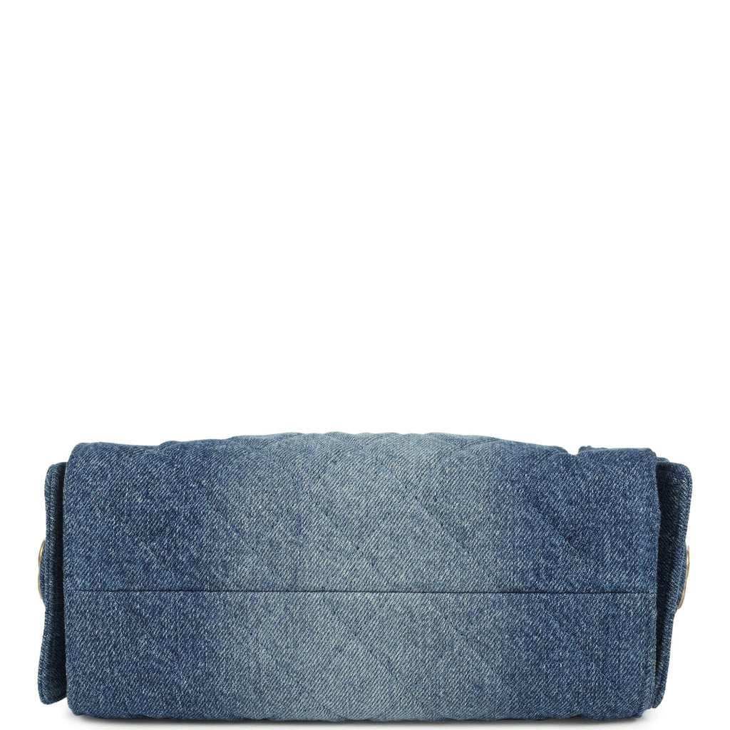 Chanel Mini 25 Hobo Bag Blue Washed Denim Antique Gold Hardware