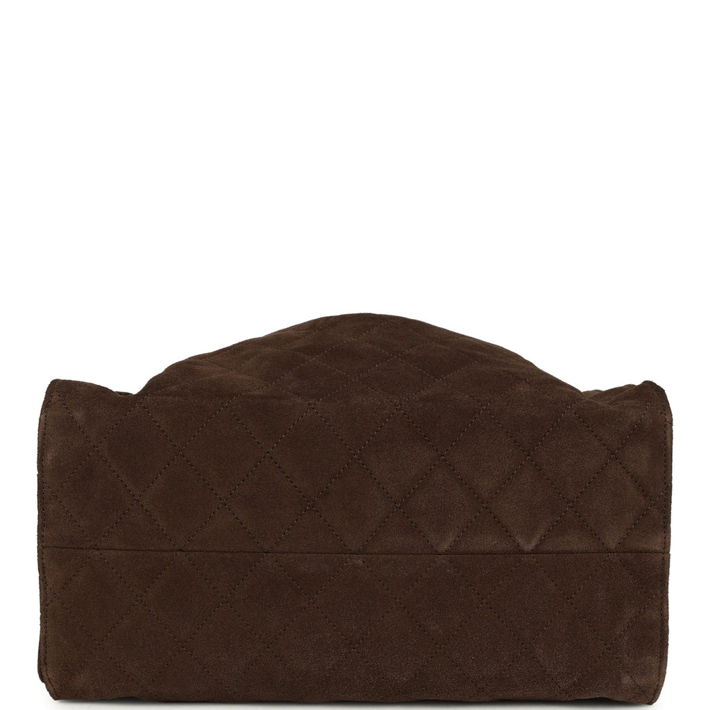 Chanel Medium 25 Hobo Bag Dark Brown Suede Antique Gold Hardware