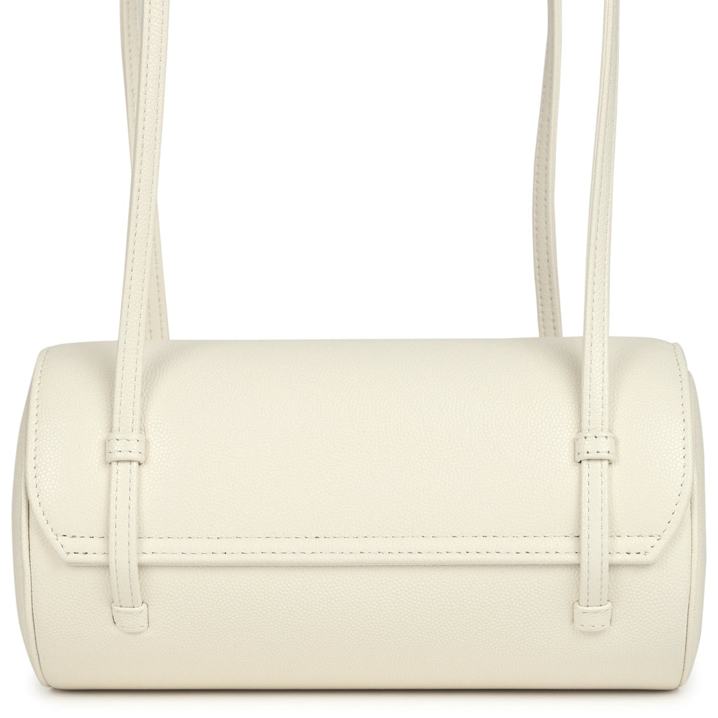 Chanel Preppy Coco Bowling Bag White Shiny Caviar Brushed Gold Hardware