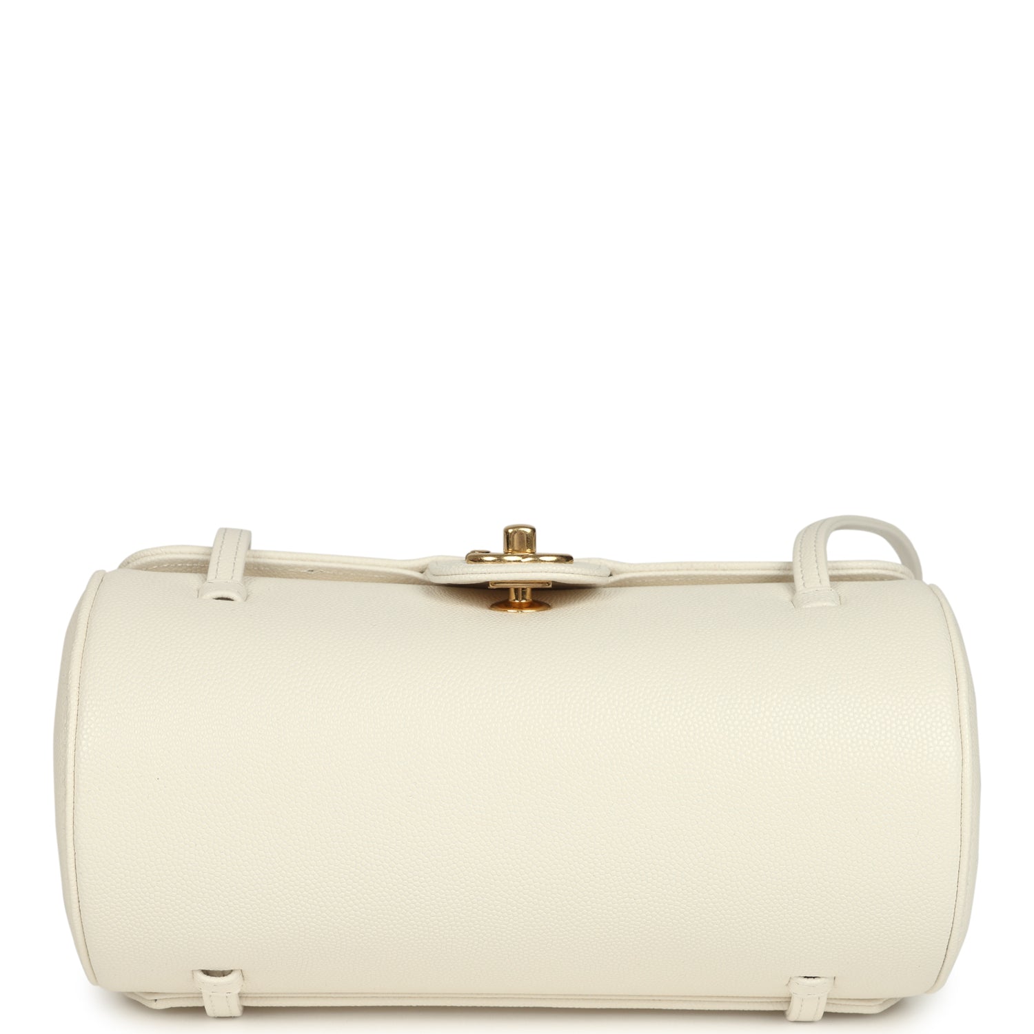 Chanel Preppy Coco Bowling Bag White Shiny Caviar Brushed Gold Hardware