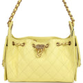 Chanel Mini 25 Hobo Bag Light Yellow Caviar Antique Gold Hardware